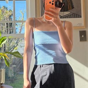 OAK + FORT Light Blue Ribbed Camisole